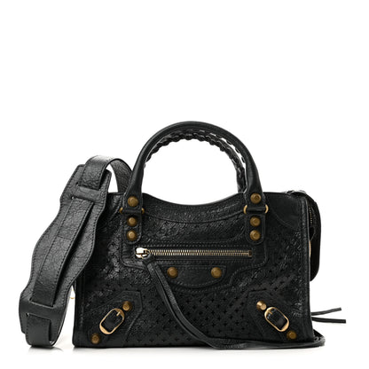 Balenciaga Agneau Stadio Laser Cut Cross Classic Gold Hardware Mini City Anthracite 1 of 10