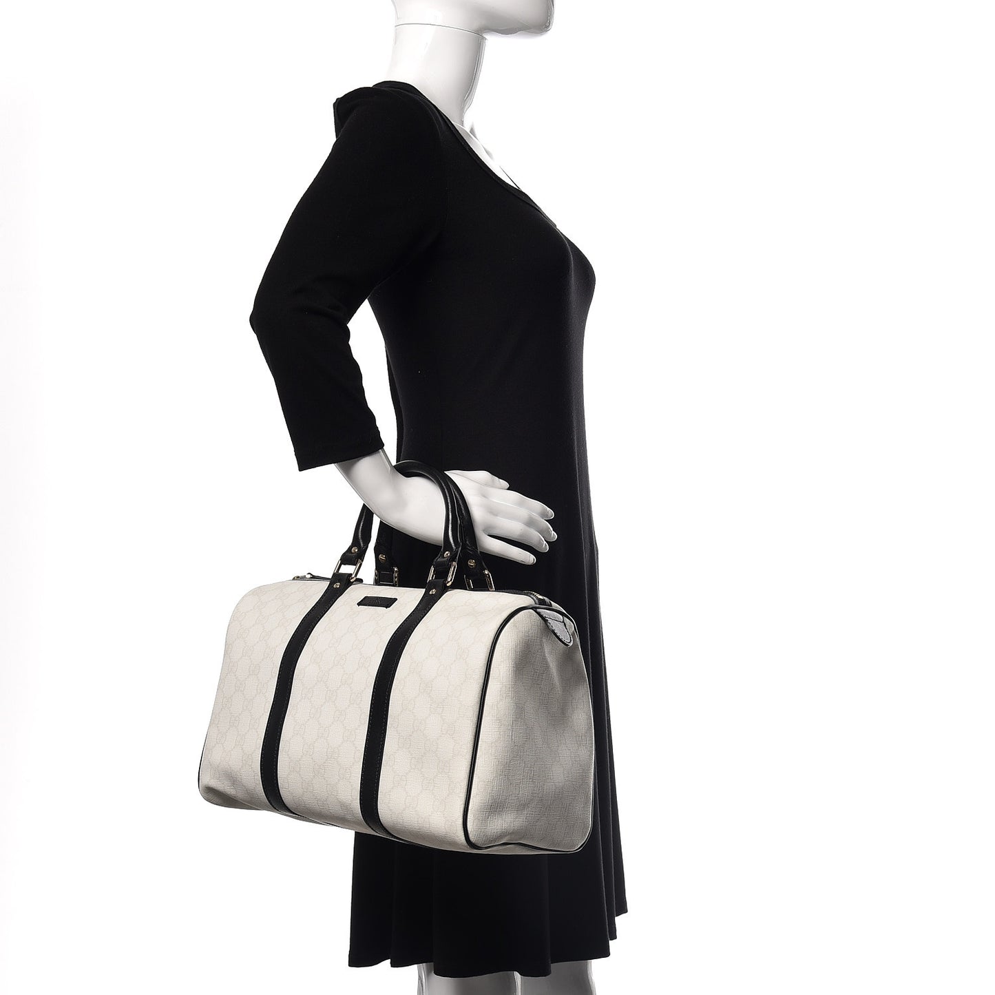 GG Plus Monogram Medium Joy Boston White Black