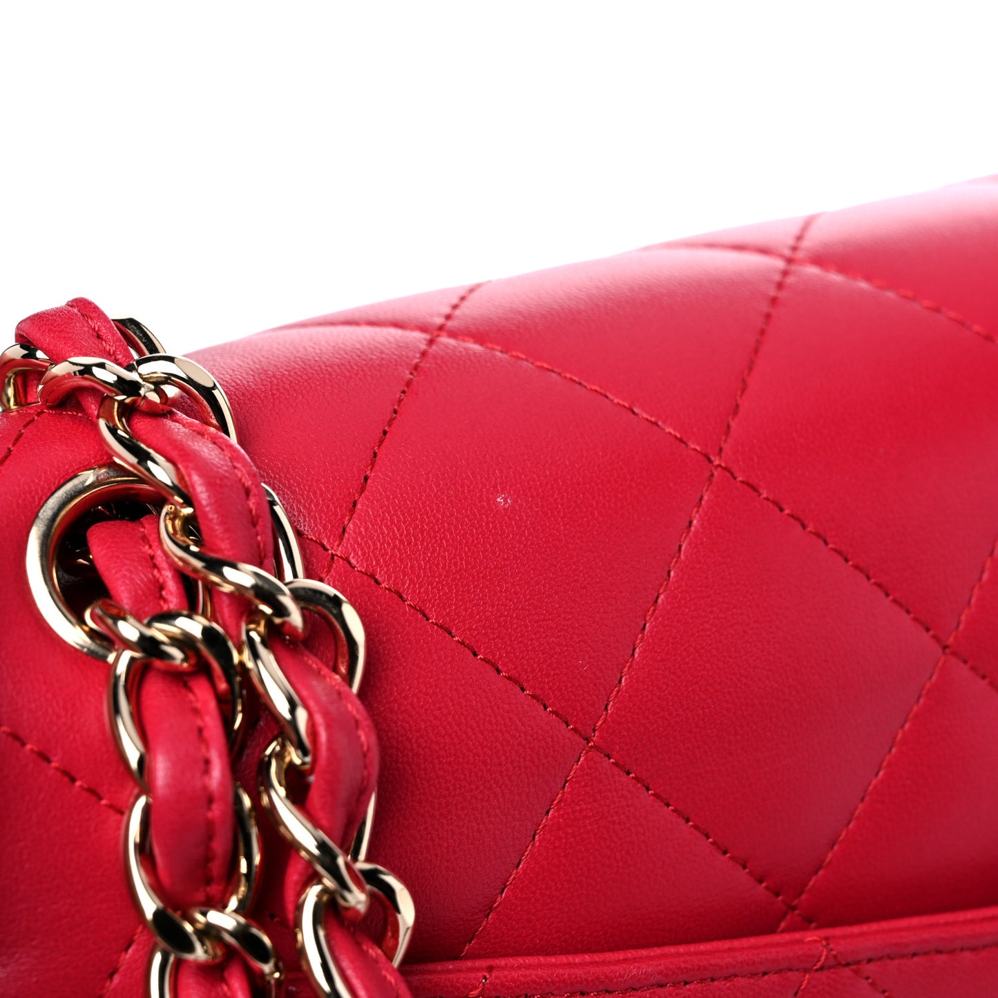 Lambskin Quilted Jumbo Double Flap Red