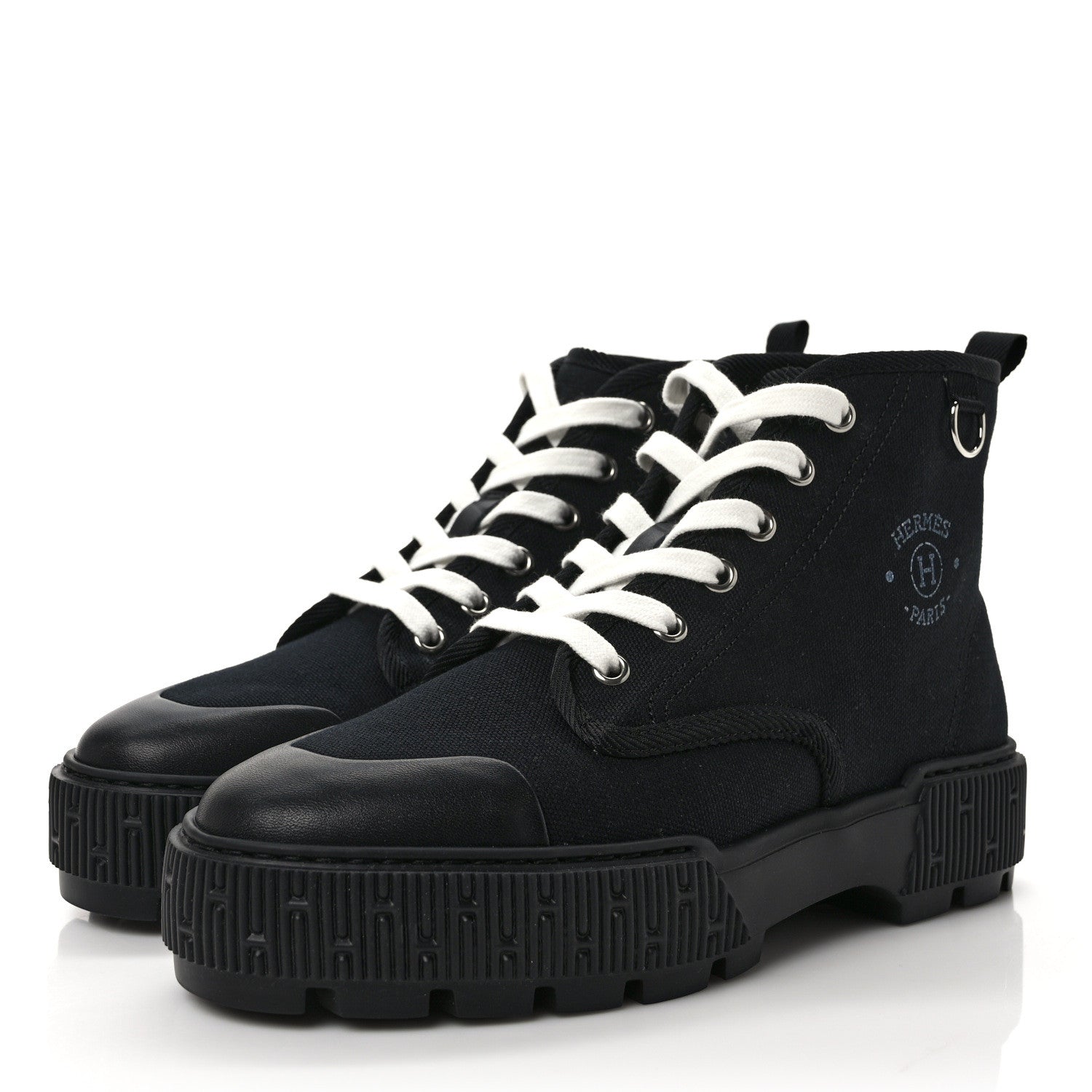 Hermes Canvas Calfskin Itineraire Ankle Boot 38 Black 3 of 10