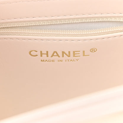 Chanel Shiny Aged Calfskin Quilted Nano Kelly Shopper White 6 of 13