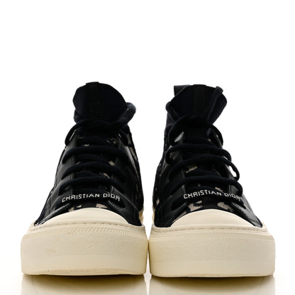 Christian Dior Technical Knit Calfskin Oblique Womens Walk'n Dior Mid Top Sneakers 35.5 Deep Blue 2 of 8