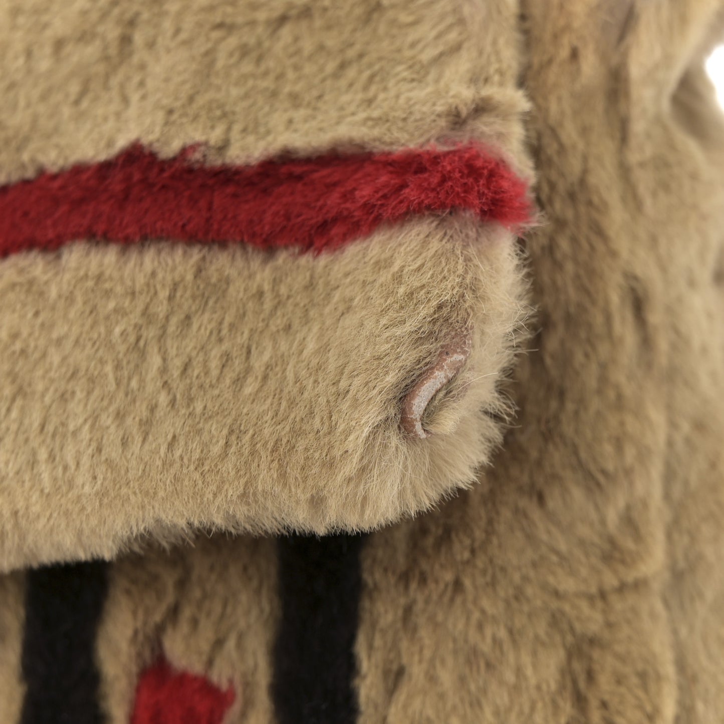 Rabbit Fur Striped Baguette Multicolor