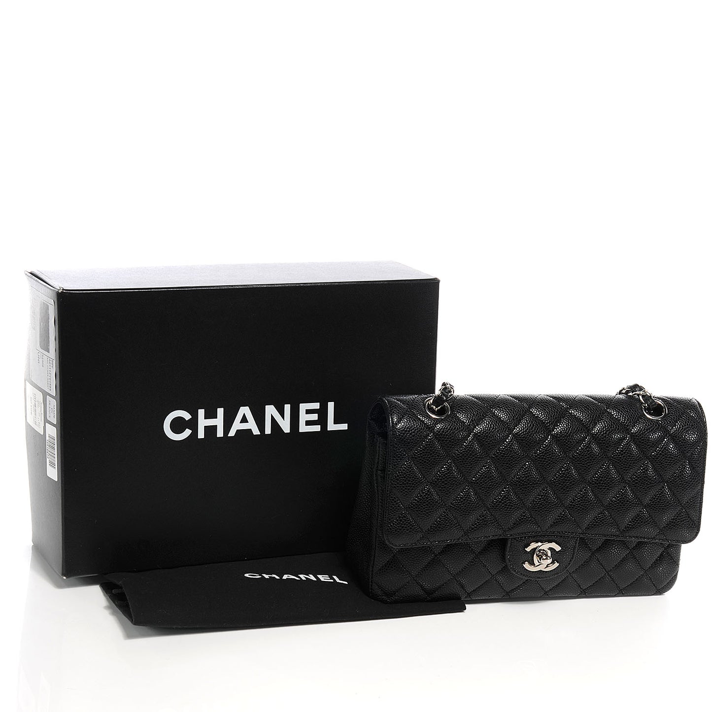 Caviar Quilted Medium Double Flap Black