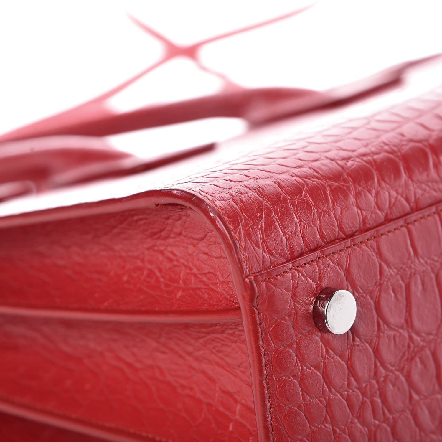 Saint Laurent Calfskin Crocodile Embossed Small Sac De Jour Eros Red 10 of 13
