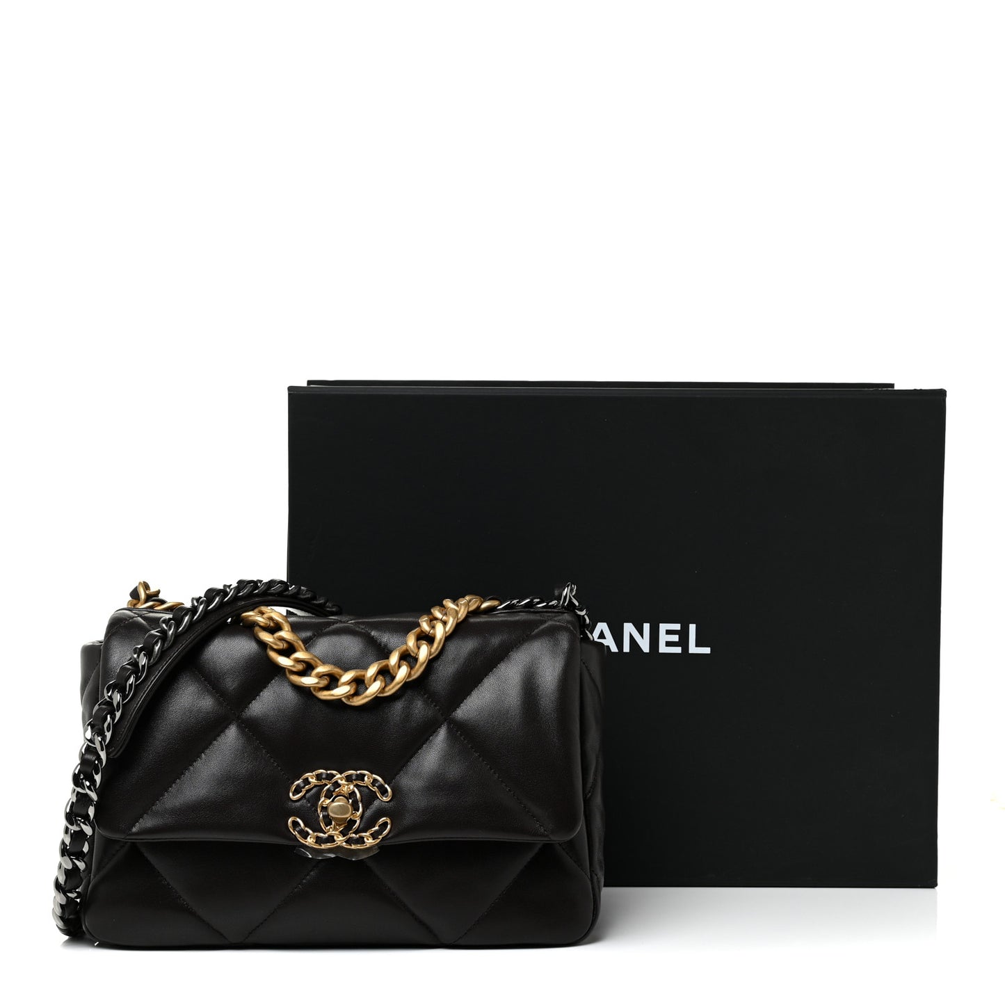 Lambskin Quilted Medium Chanel 19 Flap Dark Brown