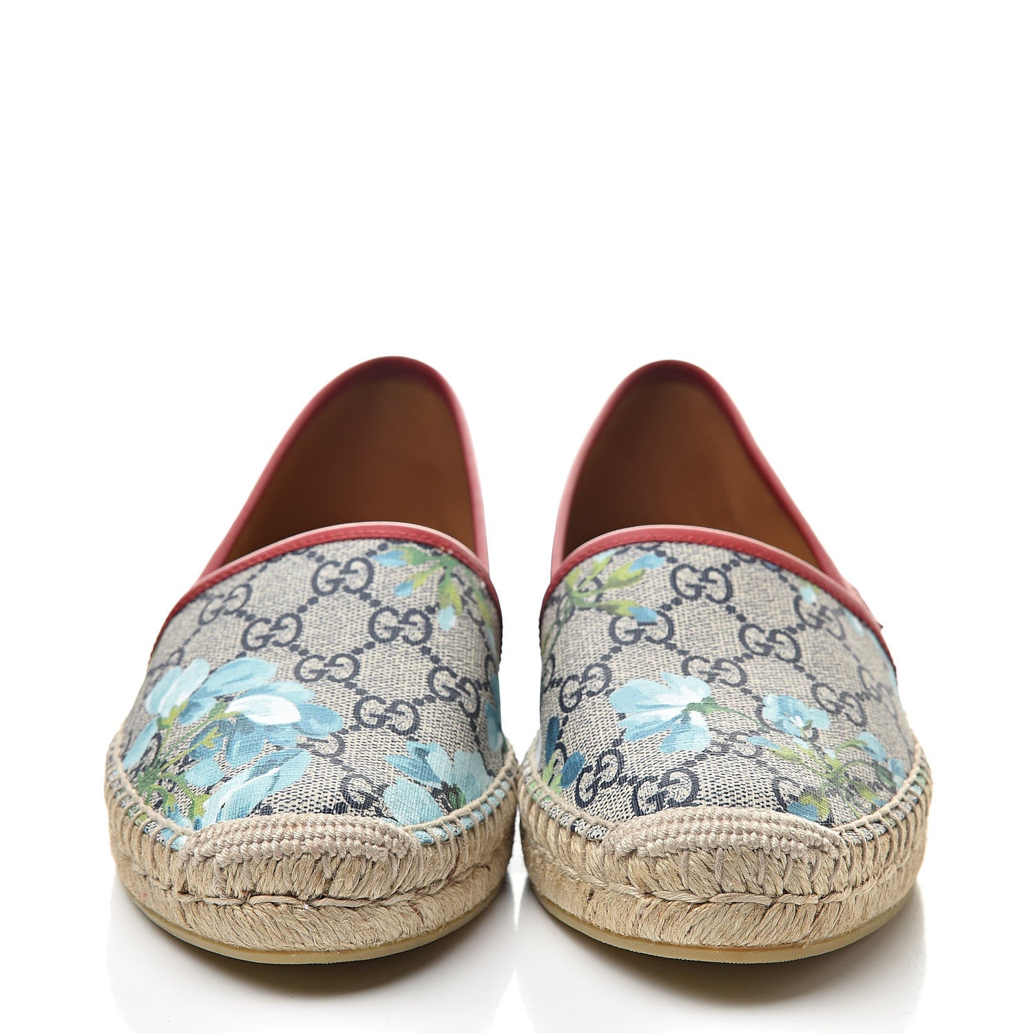 Gucci GG Supreme Monogram Blooms Espadrilles 38 Beige Blue Navy Hibiscus Red 2 of 8