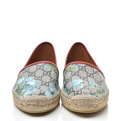 Gucci GG Supreme Monogram Blooms Espadrilles 38 Beige Blue Navy Hibiscus Red 2 of 8