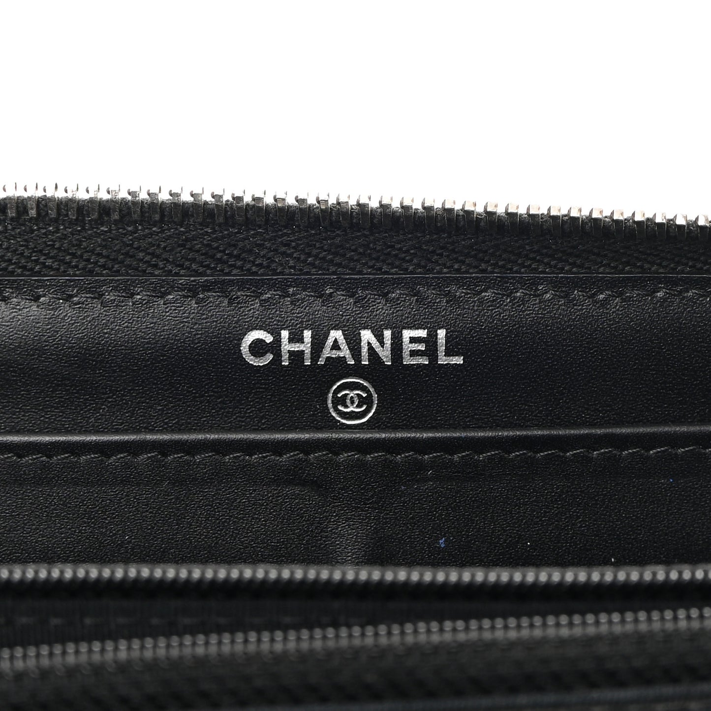 Patent Quilted Zip Around Wallet Black