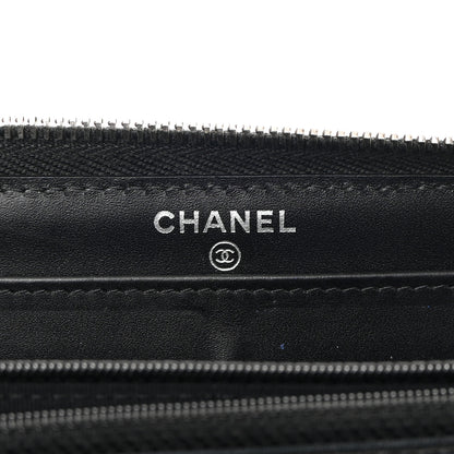 Chanel Patent Quilted Zip Around Wallet Black 5 of 10