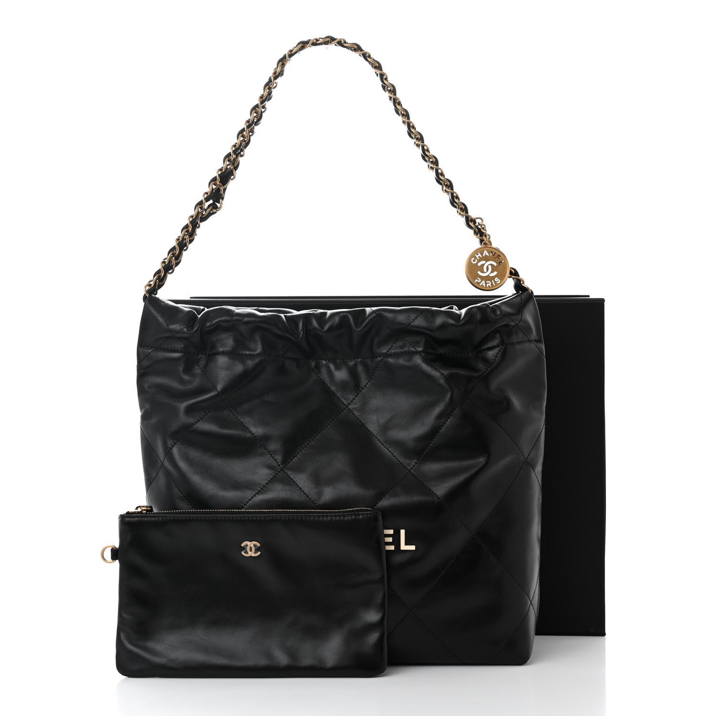 Calfskin Quilted Small Chanel 22 Black