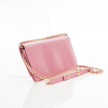 Prada Saffiano Metal Oro Chain Wallet Begonia 3 of 6