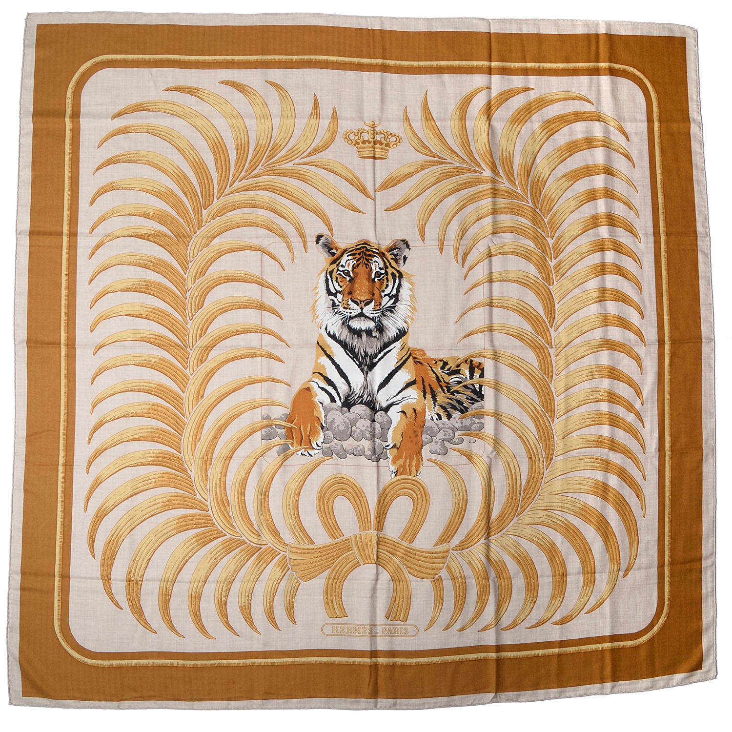 Hermes Cashmere Silk Tigre Royal Shawl 140 3 of 6