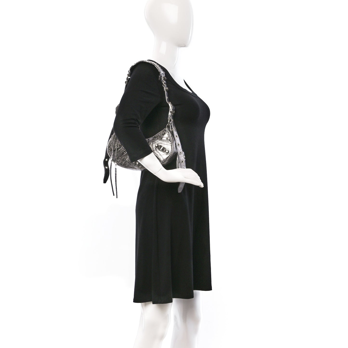 Metallic Agneau Arena Le Cagole Shoulder Bag XS Silver