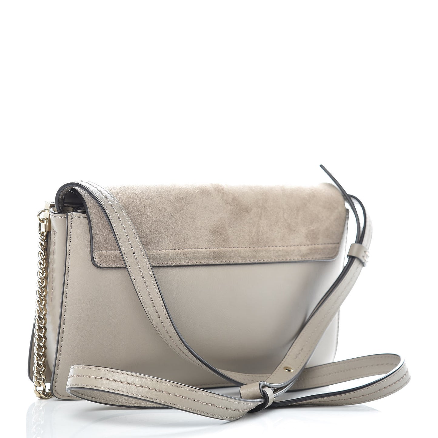 Suede Calfskin Small Faye Shoulder Bag Motty Grey
