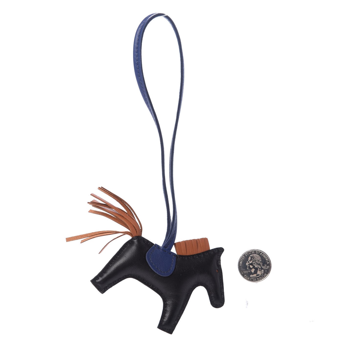 Milo Lambskin Grigri Rodeo Horse Bag Charm PM Black Bleu Saphir Gold