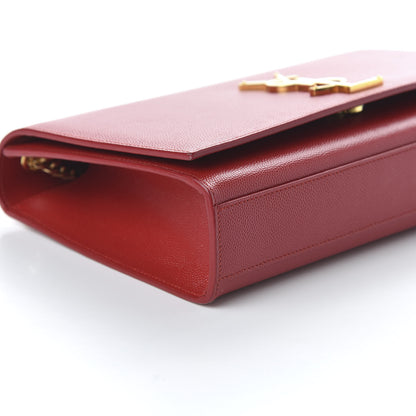 Saint Laurent Grain De Poudre Medium Monogram Kate Satchel Red 6 of 9