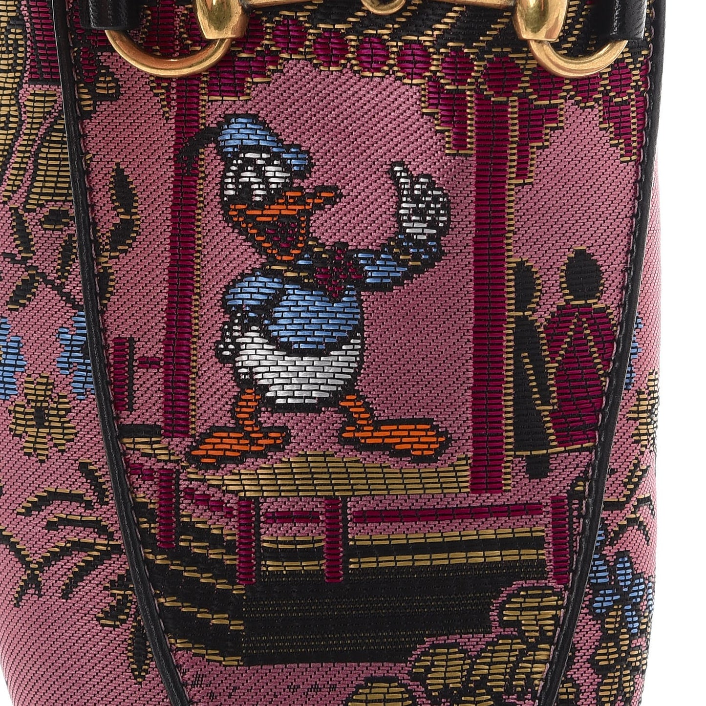 X DISNEY Jacquard Japanese Donald Duck Womens Princetown Slippers 38.5 Pink Black