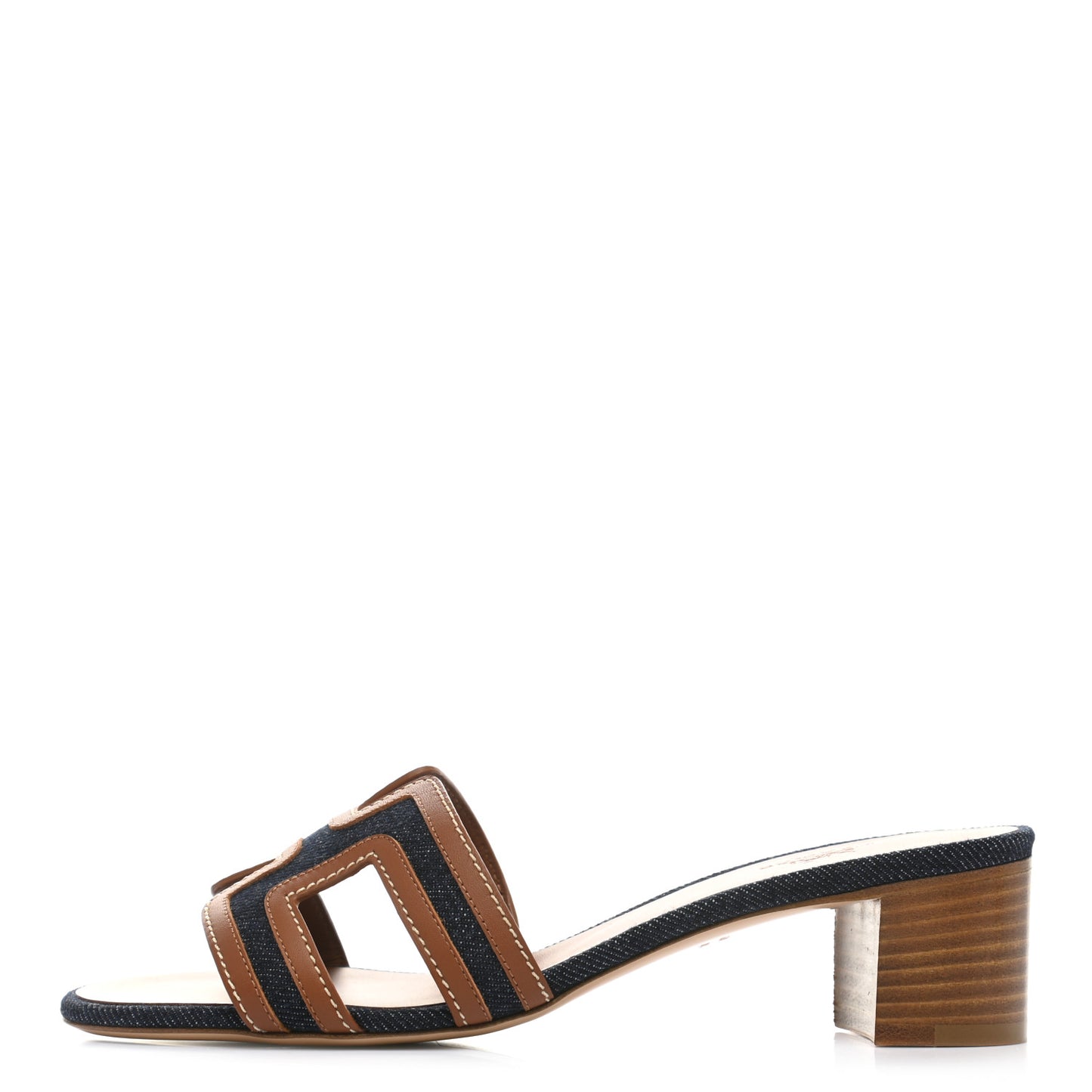 Calfskin Denim Oasis Sandals 36 Bleu Brut Gold