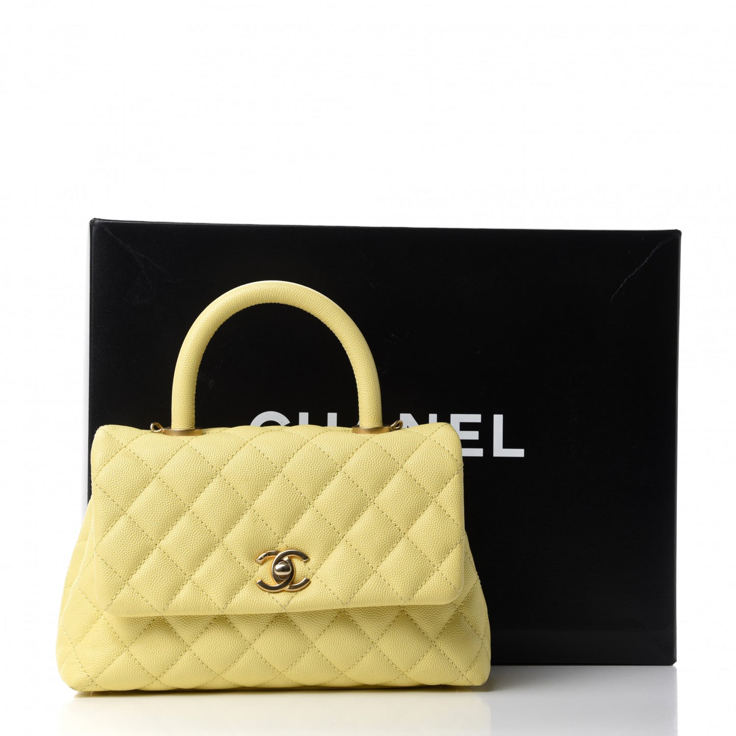 Caviar Quilted Mini Coco Handle Flap Yellow