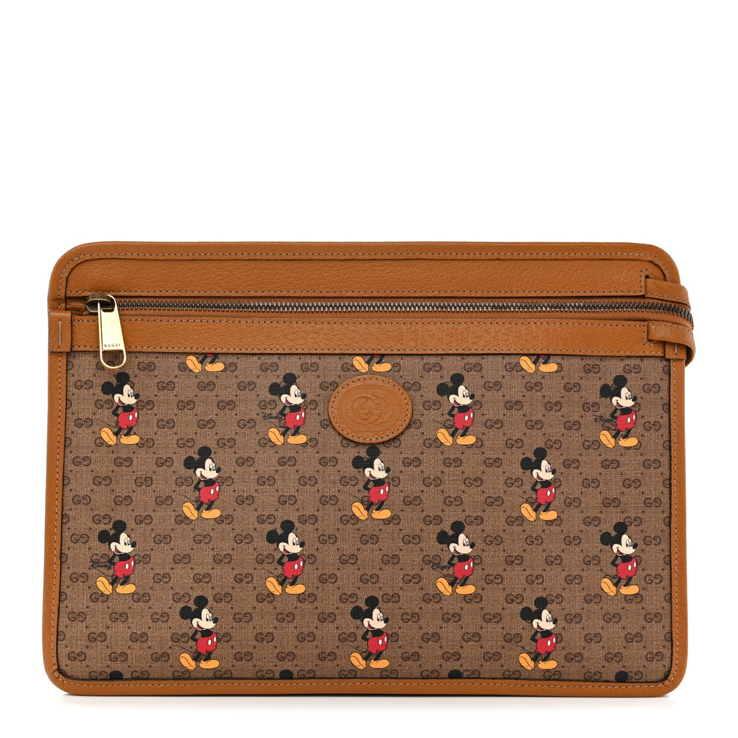 X DISNEY Mini Vintage GG Supreme Monogram Mickey Mouse Documents Holder Beige Vintage Sun Oil