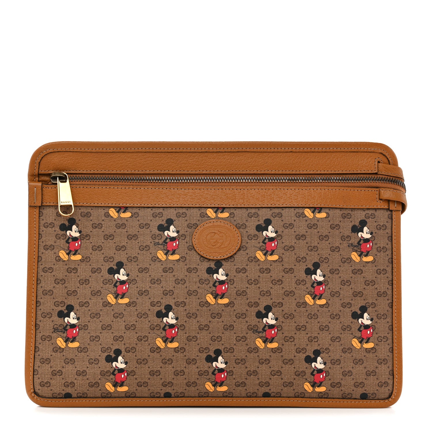 Gucci X DISNEY Mini Vintage GG Supreme Monogram Mickey Mouse Documents Holder Beige Vintage Sun Oil 1 of 7