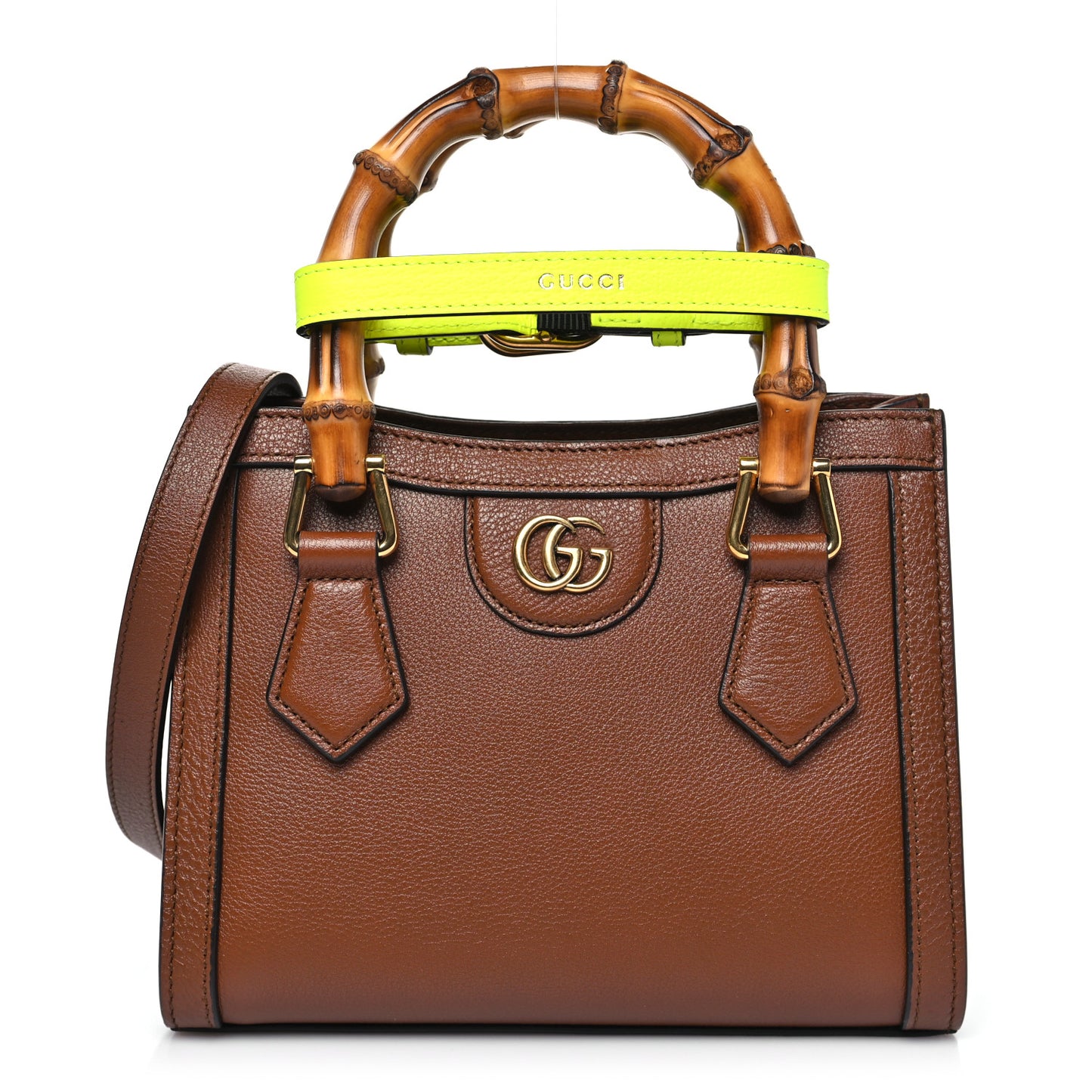 Wonka Grain Calfskin Mini Diana Tote Bag Cuir Yellow Fluo