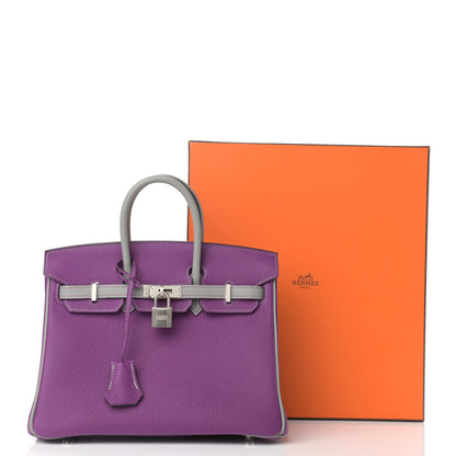 Hermes Togo Horseshoe Birkin 25 Anemone Gris Mouette 11 of 11