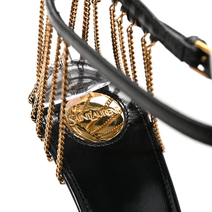 Saint Laurent Lambskin Chain Babylone 90 Ankle Strap Sandals 39 Black 8 of 9