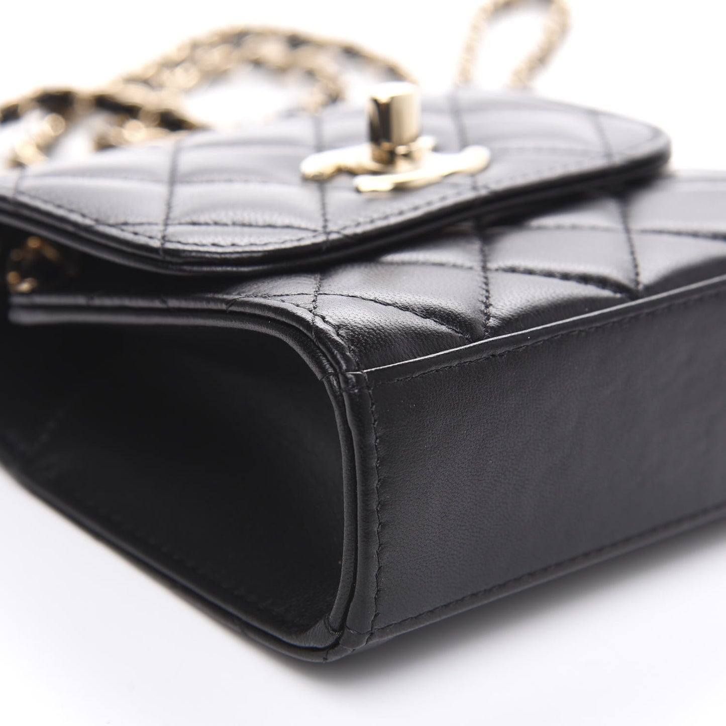 Lambskin Quilted Mini Trendy CC Chain Wallet Black