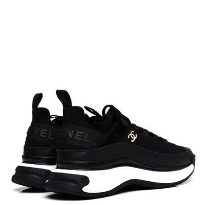 Chanel Velvet Calfskin Mixed Fibers CC Sneakers 38.5 Black 4 of 10