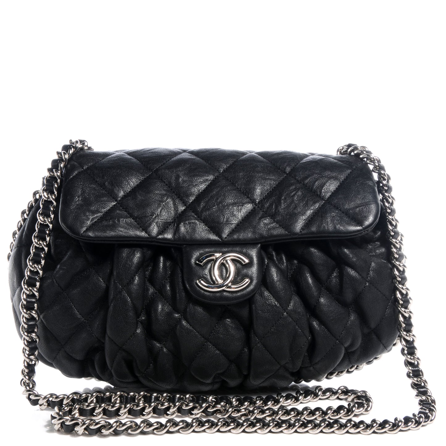 Lambskin Chain Around Medium Messenger Bag Black