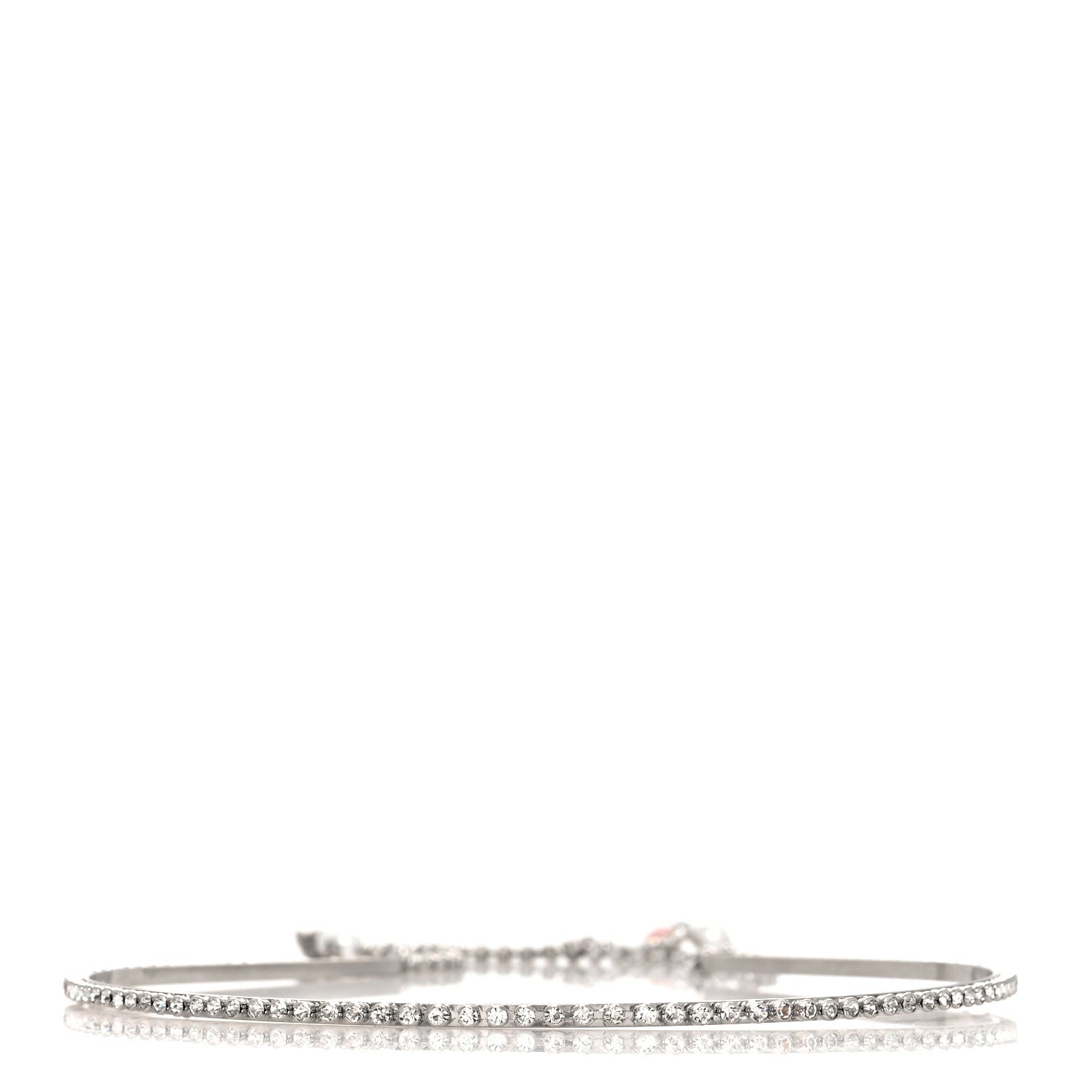 Gucci Metal Crystal Pearl Heart Hairband Silver 3 of 4
