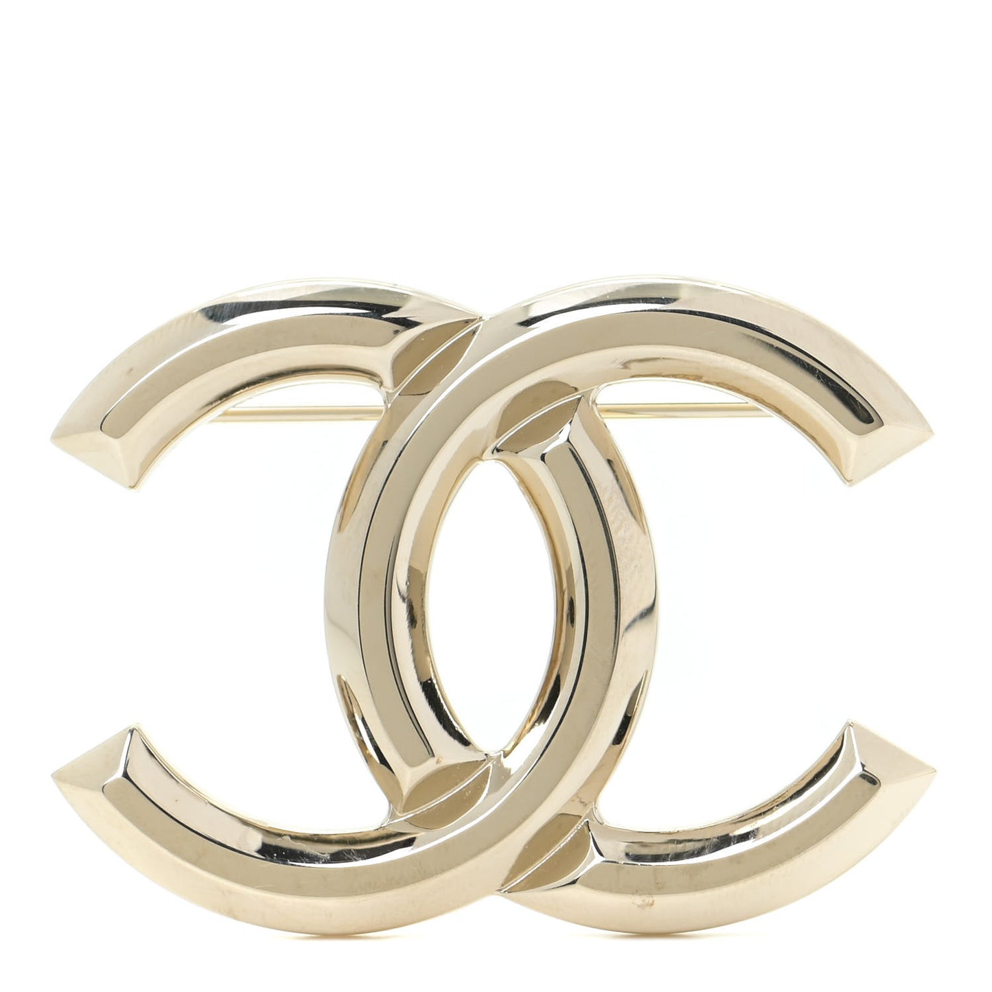 Metal CC Brooch Light Gold