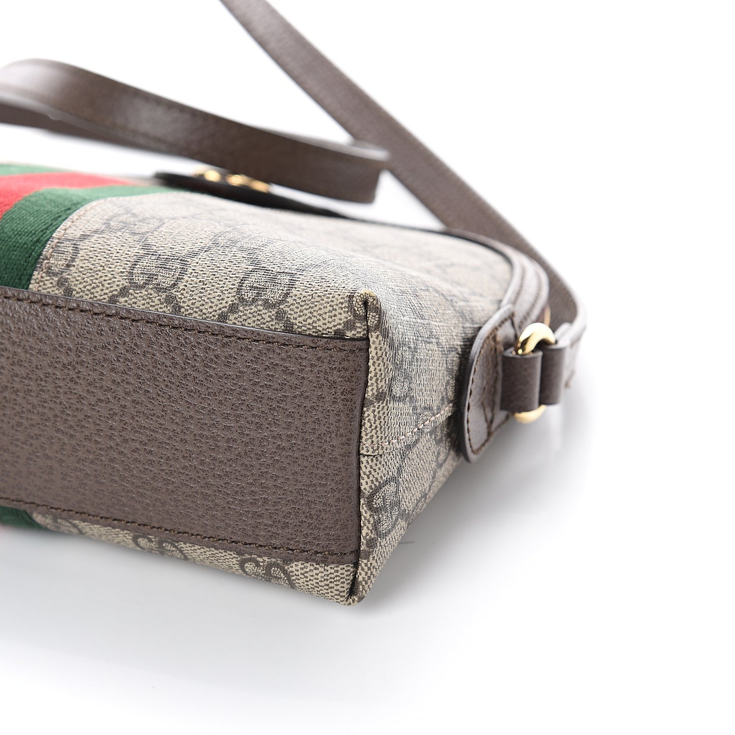 GG Supreme Monogram Textured Dollar Calfskin Web Small Ophidia Dome Shoulder Bag Beige Ebony New Acero