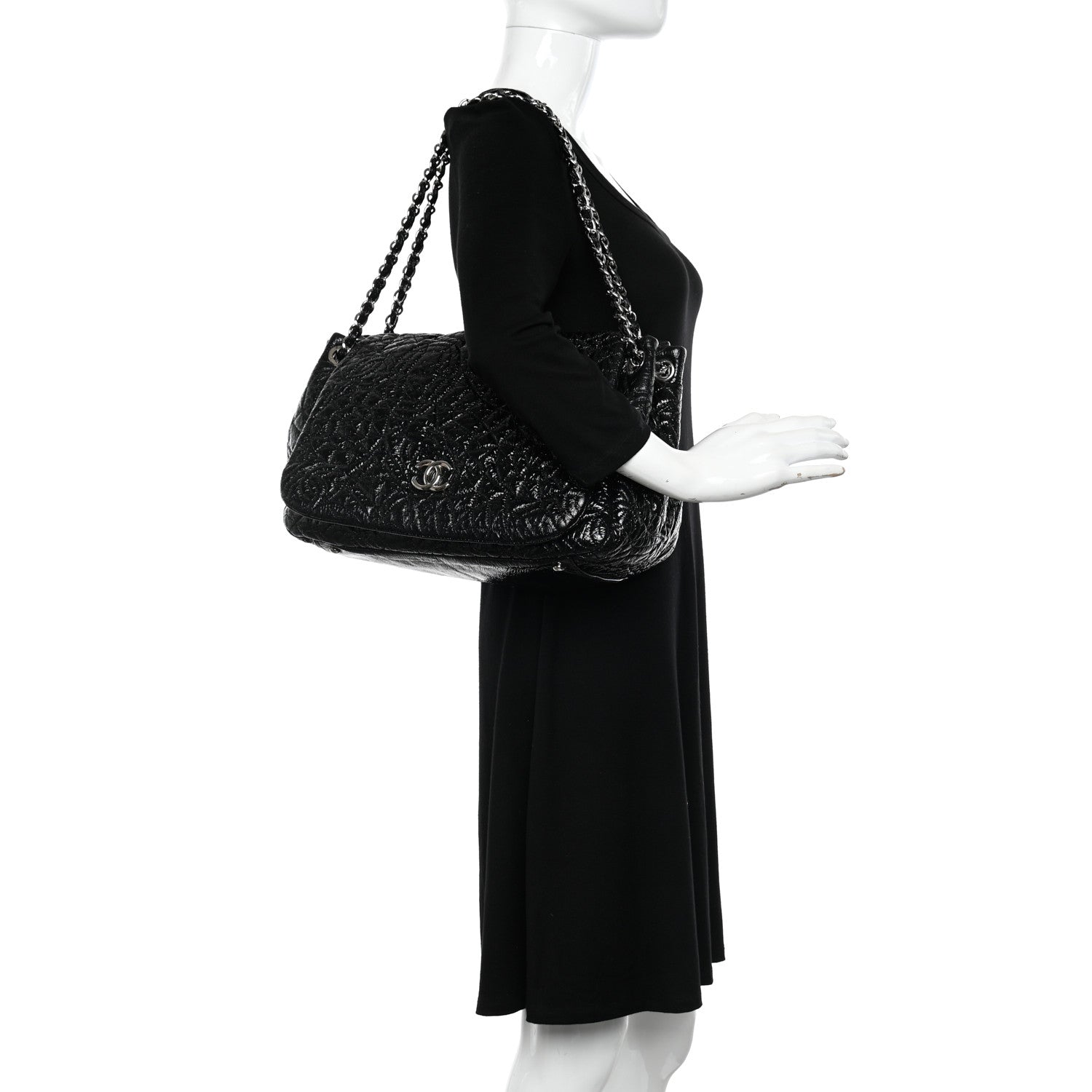 Chanel Vinyl Graphic Edge Accordion Flap Black 2 of 9