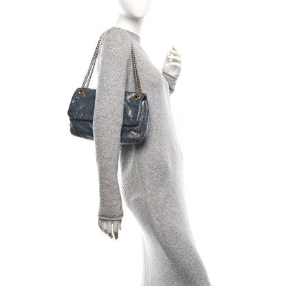 Chanel Metallic Crackled Calfskin Perforated Drill Flap Silver 2 of 10