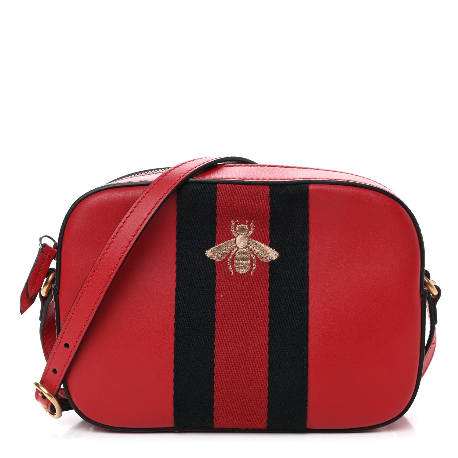 Gucci Calfskin Web Small Webby Bee Shoulder Bag Red 1 of 4