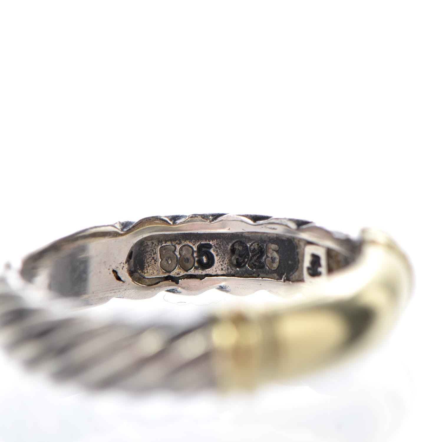 David Yurman Sterling Silver 14K Yellow Gold Metro Cable Ring 53 6.25 5 of 5