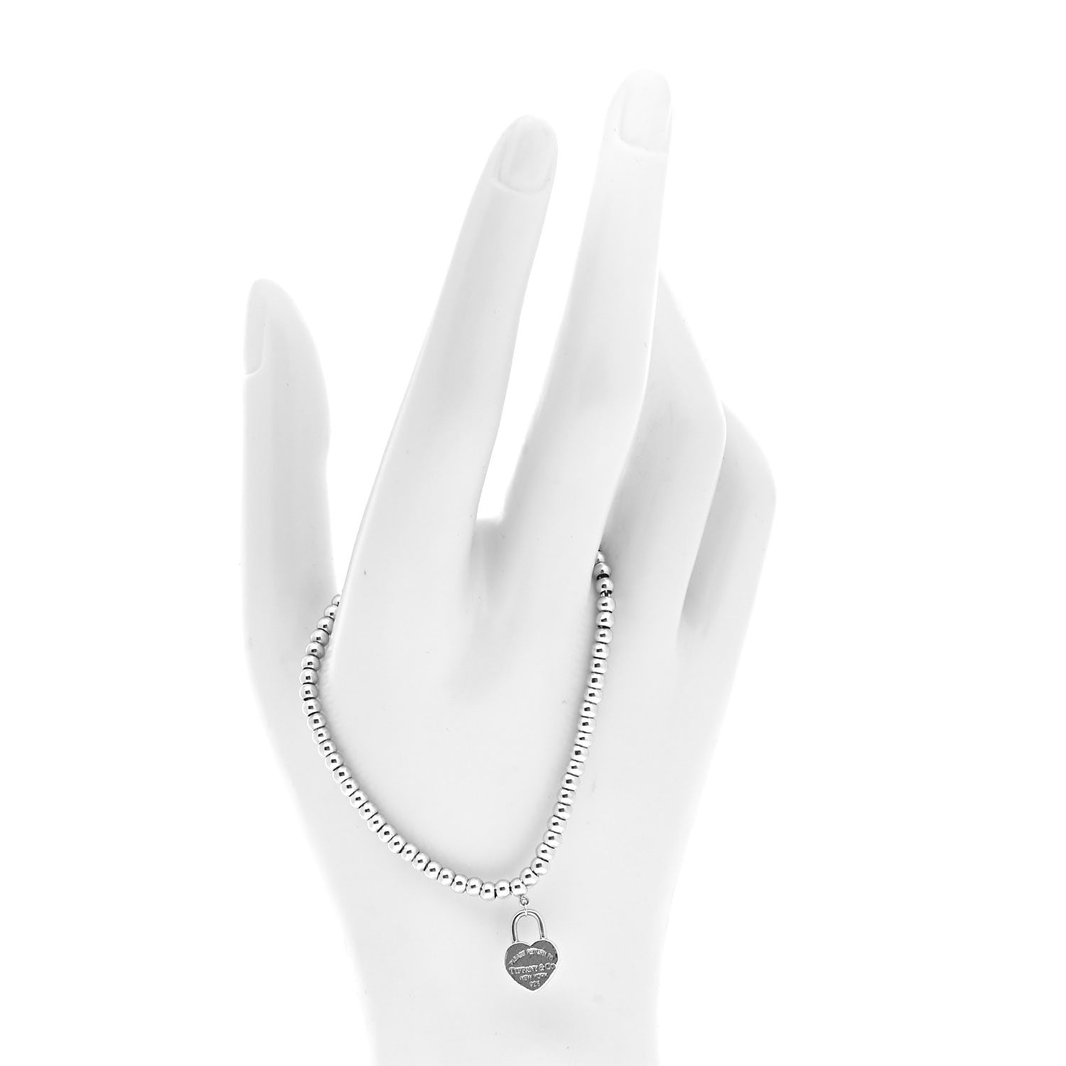 Tiffany Sterling Silver 3mm Return to Tiffany Heart Lock Bead Bracelet 2 of 5