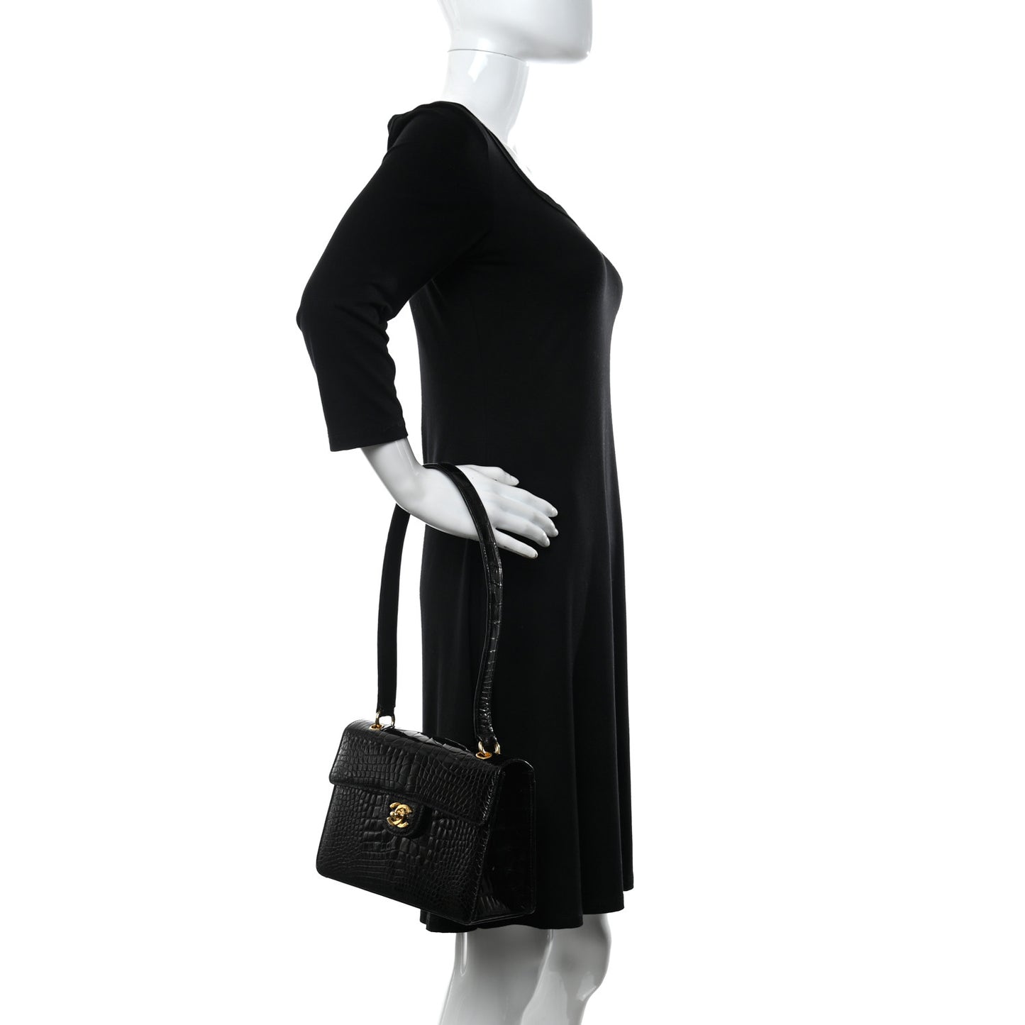 Alligator Small Single Flap Black