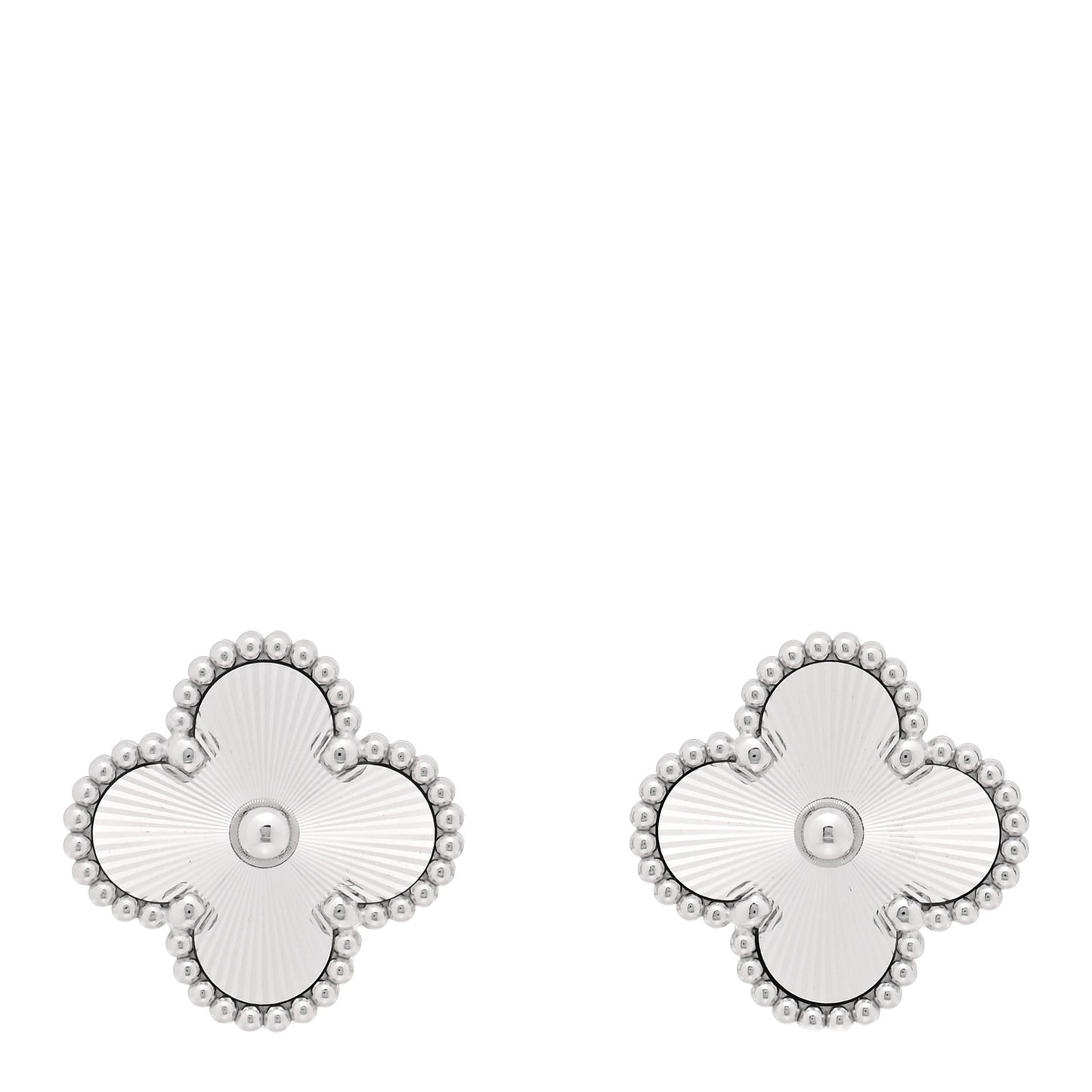 18K White Gold Guilloche Vintage Alhambra Earrings