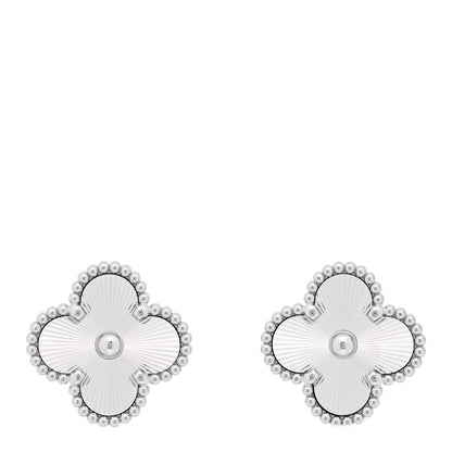 Van Cleef & Arpels 18K White Gold Guilloche Vintage Alhambra Earrings 1 of 5