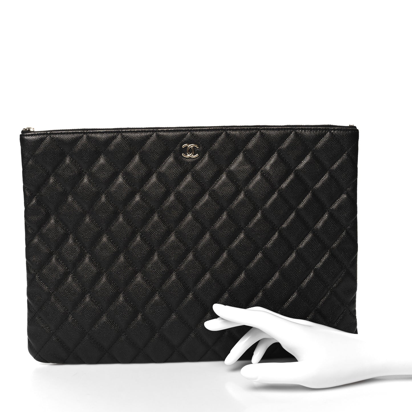 Caviar Quilted Large Cosmetic Case Black
