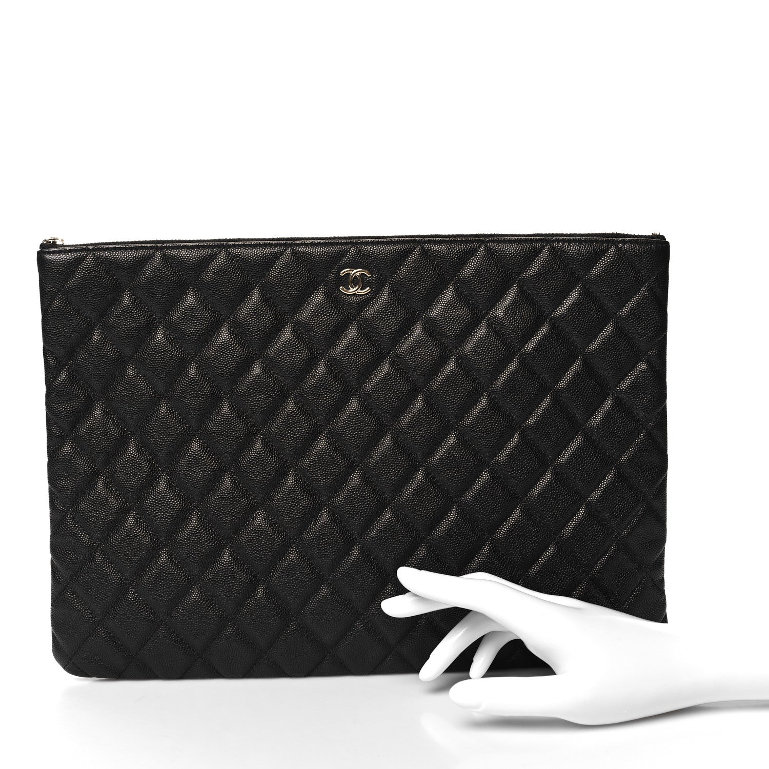 Chanel Caviar Quilted Large Cosmetic Case Black 2 of 7