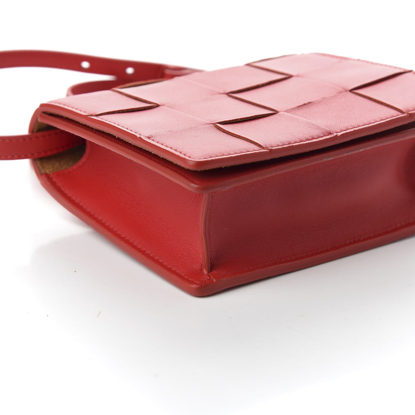 Lambskin Maxi Intrecciato Mini Cassette Crossbody Bag Bright Red