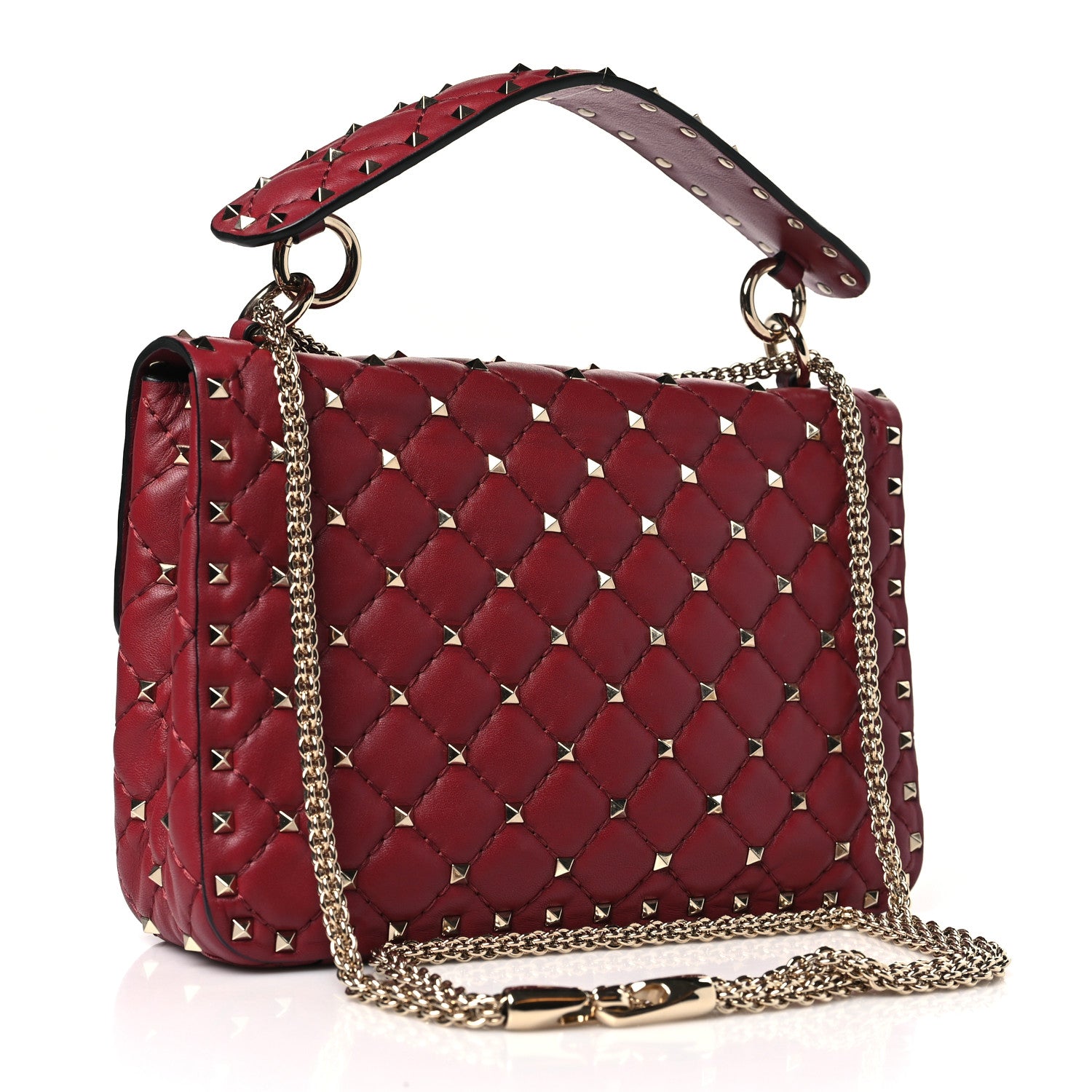 Valentino Garavani Nappa Medium Rockstud Spike Shoulder Bag Rubino 3 of 8