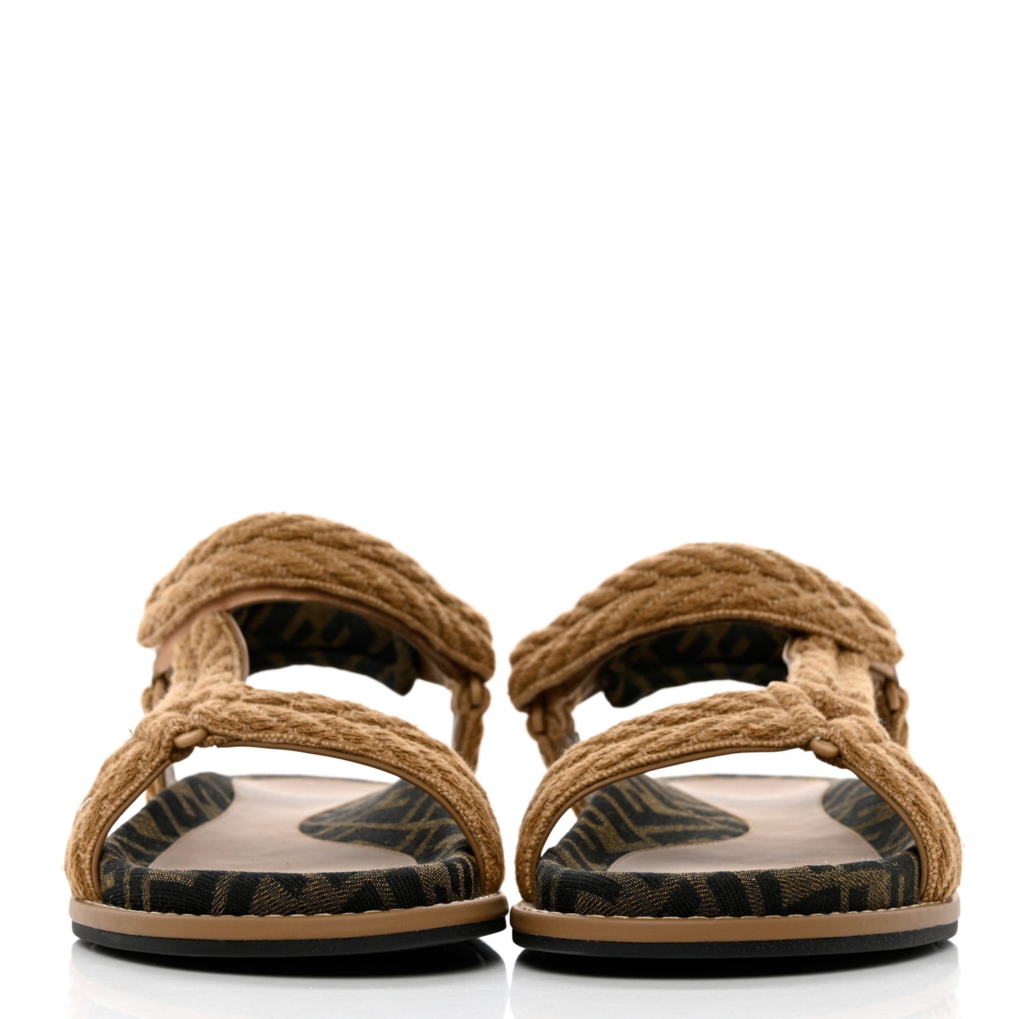 Fabric Jacquard FF Braided Fendi Feel 25mm Sandals 40 Sughero Black Tabacco
