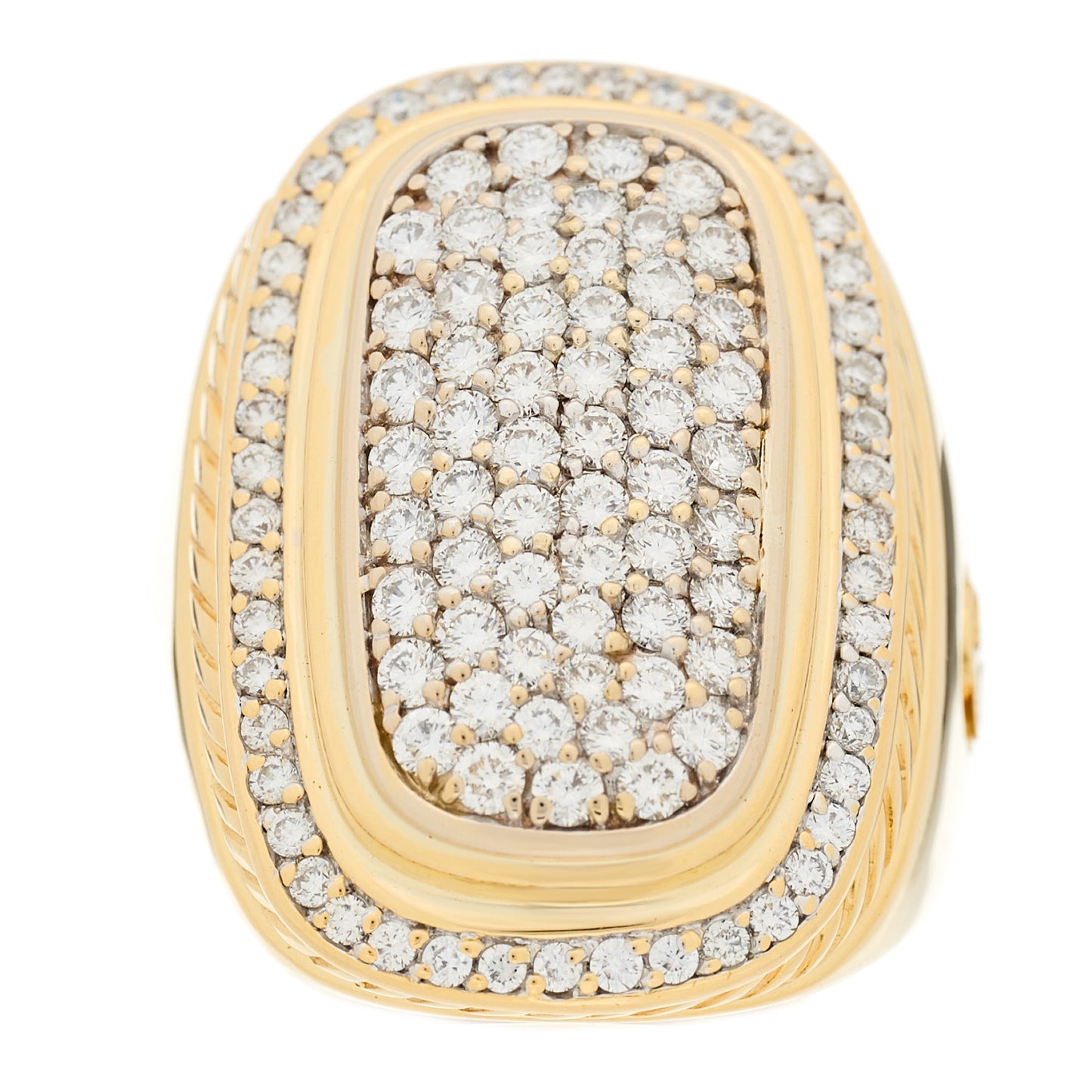 18K Yellow Gold Diamond Elongated Pave Albion Ring 54 7