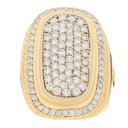 David Yurman 18K Yellow Gold Diamond Elongated Pave Albion Ring 54 7 1 of 5